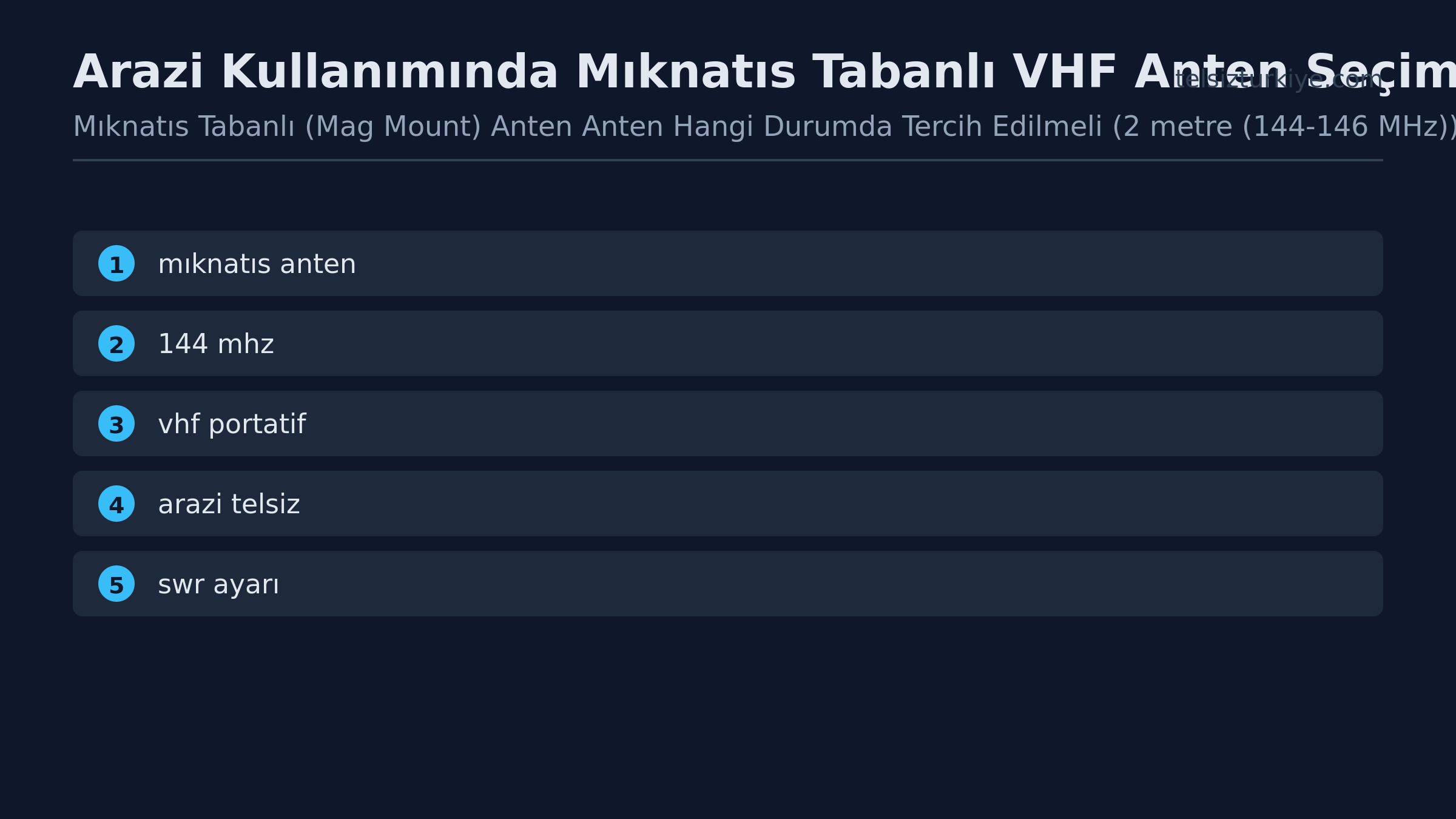 Arazi Kullanımında Mıknatıs Tabanlı VHF Anten Seçimi