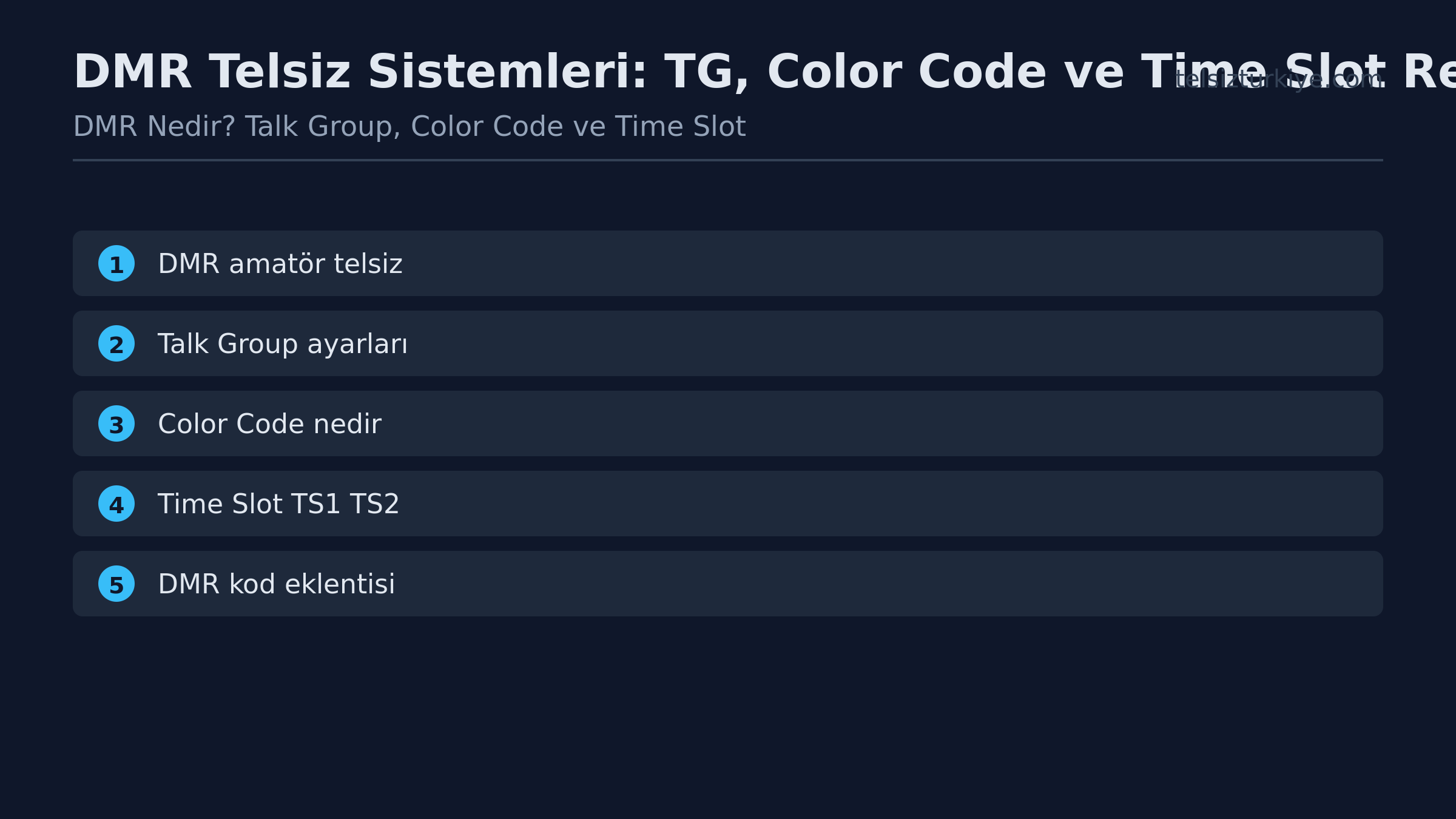 DMR Telsiz Sistemleri: TG, Color Code ve Time Slot Rehberi