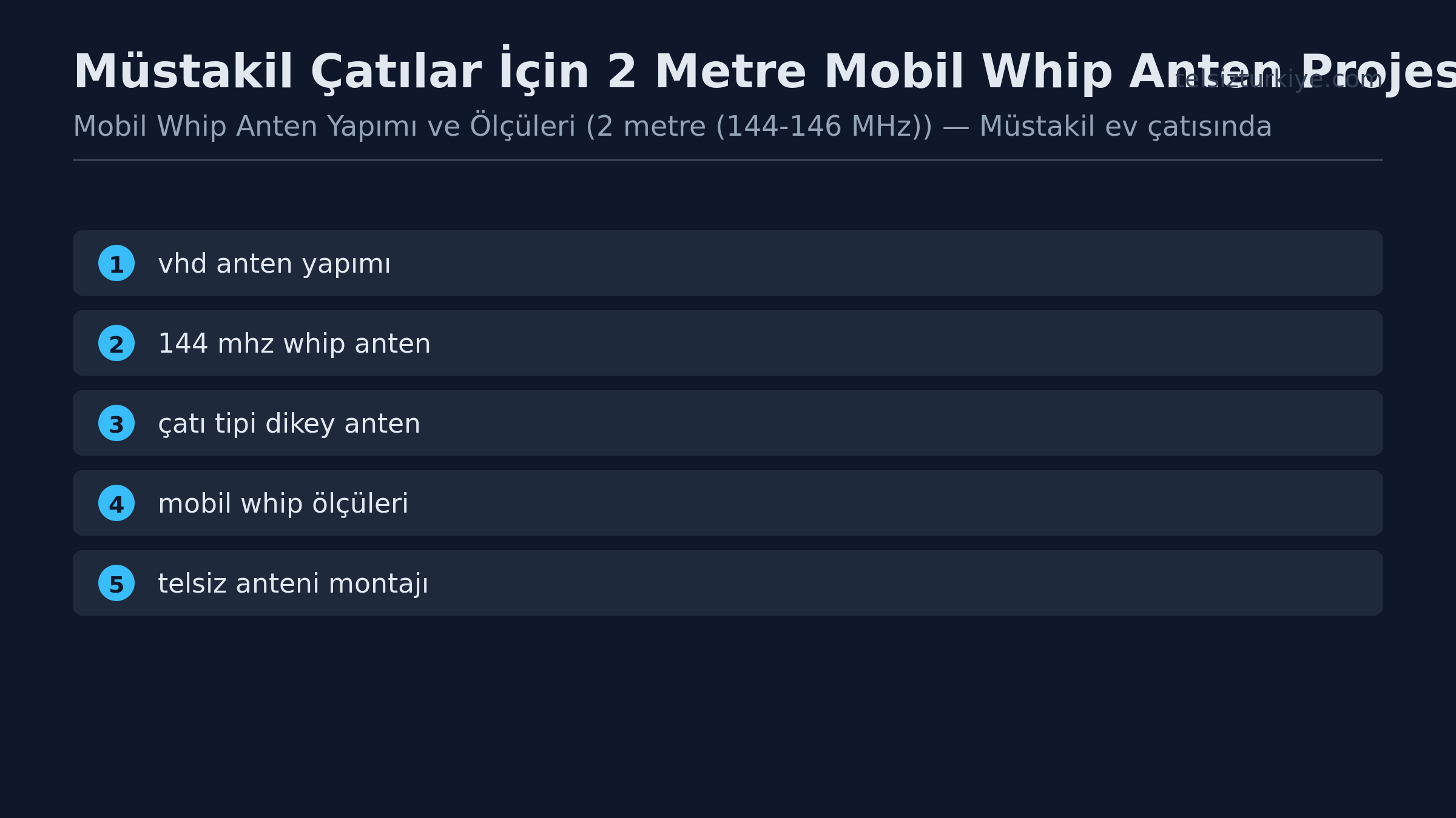 Müstakil Çatılar İçin 2 Metre Mobil Whip Anten Projesi